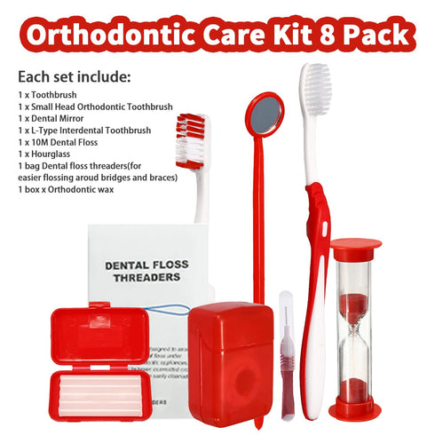 Braces Cleaning Kit for Teeth, Portable Orthodontic Toothbrush Oral Care Travel Kit with Dental Wax