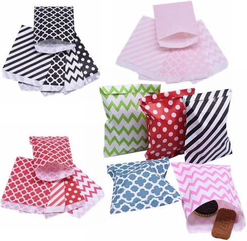 Tvoip 50 Pcs 5 x 7 Inches White and Black Striped Paper Bags, Holiday Wedding Favor Treat Bags