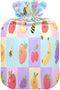tplaotee Cartoon Fruits Bee hot Waterbottle with Soft Cover, 2L Water Bottle Bag