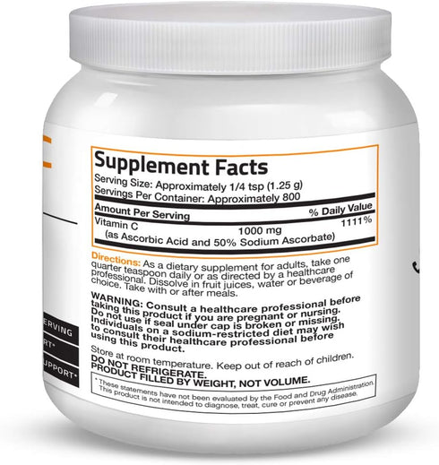 Buffered Vitamin C Powder, Ascorbic Acid with Sodium Ascorbate, 1 Kilogram (2.2 Lbs)