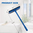 15.9" Window Squeegee for Car: 2 in 1 Window Cleaner with Long Stainless Steel Handle, Sponge for High Window Cleaning