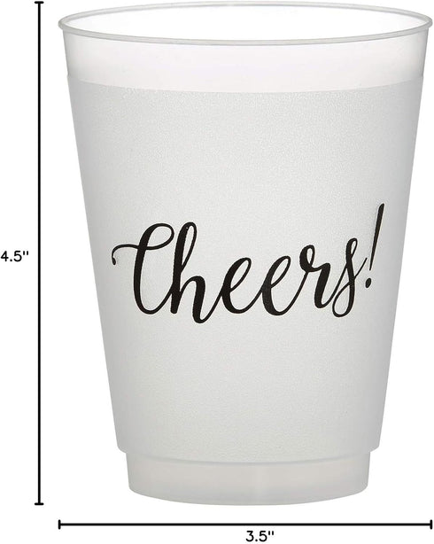 Santa Barbara Design Studio 16-Ounce Wedding Party Cups, 8-Count Reusable BPA-Free Plastic Frost, Cheers