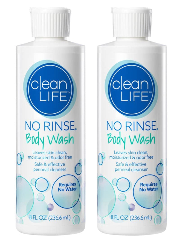 No-Rinse Body Wash, 8 fl oz - Rinse-Free Formula Leaves Skin Clean, Moisturized and Odor-Free (Pack of 2)