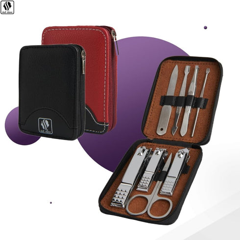 Skull Shaver 8-Piece Manicure Set for Men - Stainless Steel Nail Kit & Grooming Tools