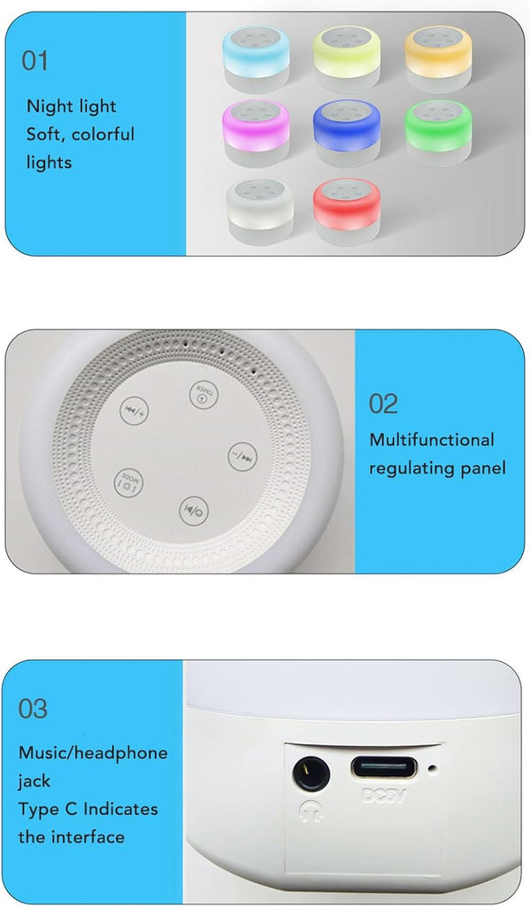 PABVZS White Noise Device Portable Sound Machine for Kids Adults Colorful Light Various