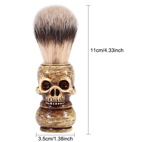 ZJchao Shaving Brush, Skull Head Shaped Handle Beard Shaving Brush for Men, Gifts for Dad Boyfriend