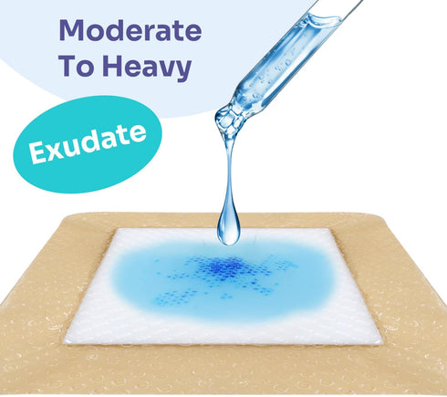 Conkote Silicone Adhesive Foam Dressings 4'' X 4'', Waterproof Bandages for Wound Care, Box of 10