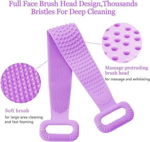 Inmorven Back Scrubber for Shower, Extra Long Silicone Exfoliating Body Brush with Handle for Men and Women (30