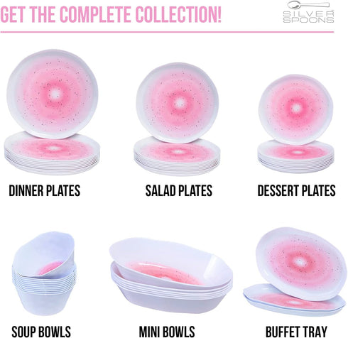 Silver Spoons MINI DESSERT BOWLS, Oval Dessert Plates, Lava Collection, Pink Mist, 6 PC