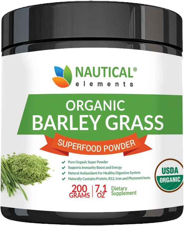 Barley Grass Powder - USDA Certified Organic, Non-GMO, Vegan, Rich in Antioxidants, Protein, Fiber, 200 Grams