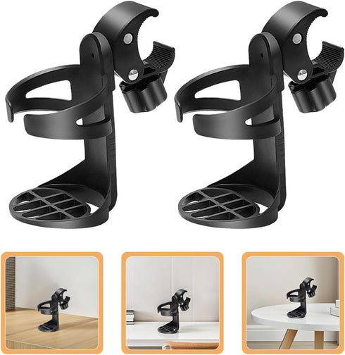 Ipetboom 2pcs Universal Cup Holder for Wheelchair and Stroller, Rolling Cart Accessories with Bottle Cage, Bike Drink
