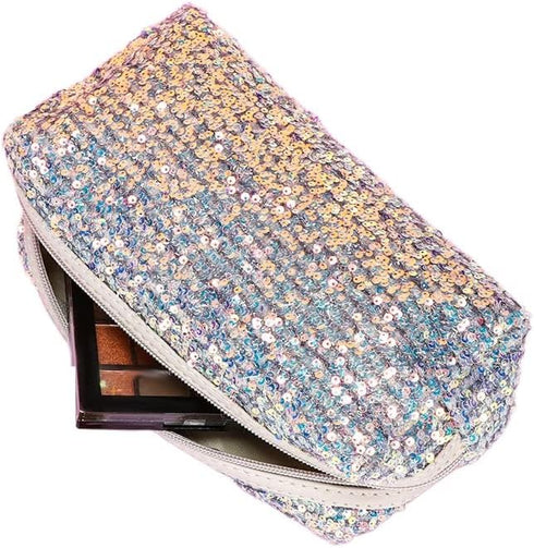 Glitter Sequin Cosmetic Bag - Portable Zipper Shine Makeup Handbag Organizer for Travel Accessories
