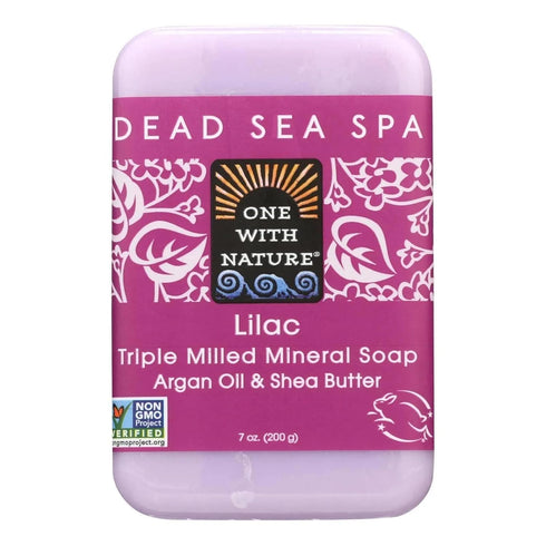 One With Nature Dead Sea Mineral Soap, Lilac, 7 Ounce Bar
