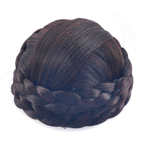 Small Size Synthetic Hair Chignon Bun Donut - Clip in Braided Hairpieces for Straight Updo, Wedding Party Costume