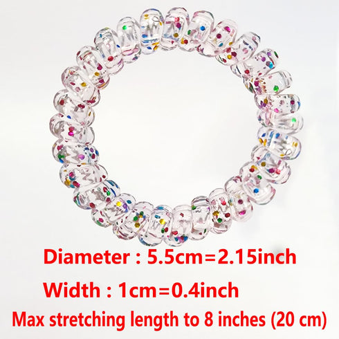 Traceless Spiral Hair Ties, 20 Pieces, No Crease, Transparent, Mixed Color, Phone Cord Hair Bands