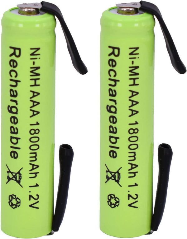 VRYJSPFU 2 Pack AAA 1800mAh 1.2V Ni-MH with Solder Tabs Rechargeable Battery Cell,