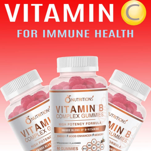 O NUTRITIONS Vitamin B Complex Vegan Gummies - 1 Pack, with B12, B7, B6, B3, B5, B8, B9 for Stress & Energy