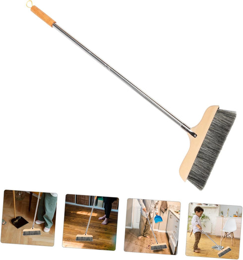 Outdoor Broom for Floor Cleaning: 35 Inch Soft Bristle Broom for Indoor and Outdoor Use, Black