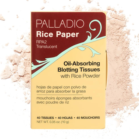 Palladio Rice Paper Facial Tissues for Oily Skin, 40 Count, Natural Rice Oil Absorbing Paper