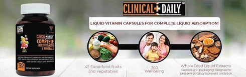Clinical Daily Complete Whole Food Multivitamin Supplement, 120 Liquid Capsules for Men & Women
