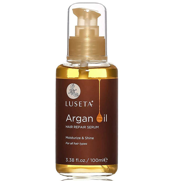 L LUSETA Argan Oil Hair Serum, 100% Pure for Frizzy Control, Repair & Shine, 3.38 Fluid Ounces