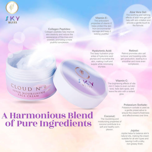 Cloud 9 Nourishing Cream - Face Moisturizer with Peptides, Retinol, Hyaluronic Acid, Vitamin C & E, Aloe Vera