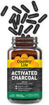 Country Life Organic Activated Charcoal Capsules, 260mg, 180 Vegan Capsules for Gas and Bloating Relief
