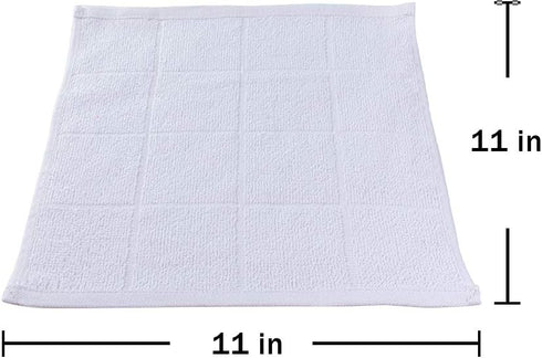 Glynniss 100% Cotton Dishcloths, Highly Absorbent Kitchen Dish Rags (11 x 11 Inches, 12 pcs, White)