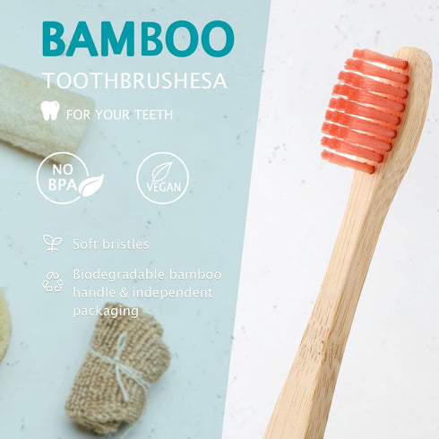 20 Pieces Kids Bamboo Toothbrushes, Soft Bristles, Manual Travel Toothbrushes for Children, 5.7 Inch, Individually