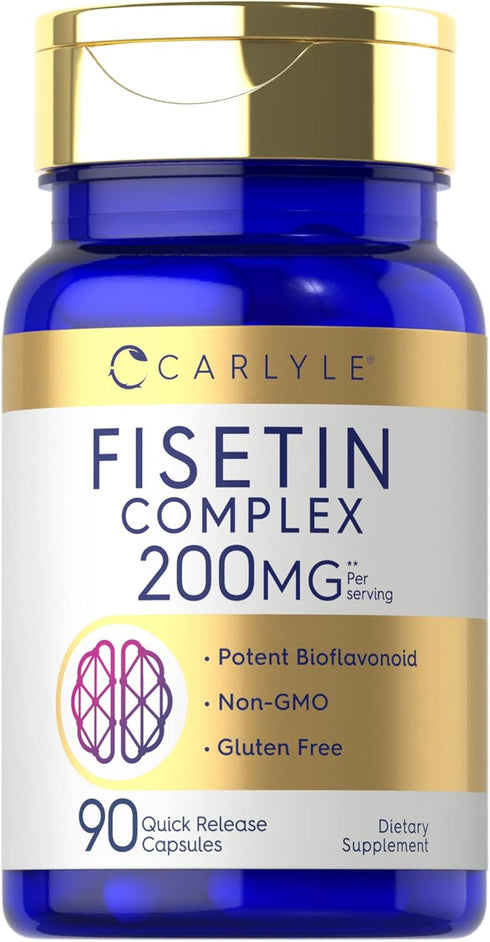 Carlyle Fisetin Complex Supplement | 200mg | 90 Capsules | Non-GMO and Gluten Free