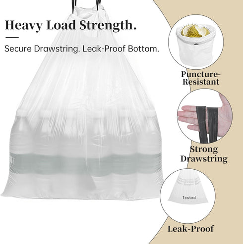 KASATODAY 80L 100ct (21 100 count) Drawstring Trash Bags, Extra Large Kitchen Garbage Bags, Extra Strong Leak-Proof