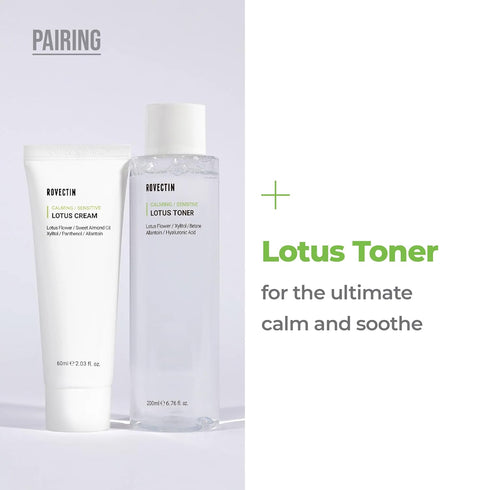 ROVECTIN Calming Lotus Water Cream - Lightweight Face Moisturizer for Oily, Combination Skin, Vegan Korean Skincare
