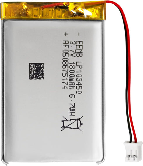 EEMB 3.7V 1800mAh 103450 Lipo Lithium Polymer Battery Pack with 2 Wires JST 2.0mm Connector for Speaker and Wireless