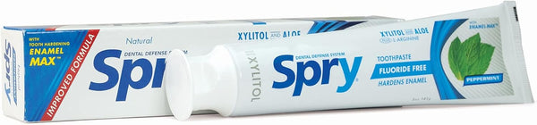 Spry Xylitol Toothpaste 5oz, Fluoride Free, Teeth Whitening, Natural Breath Freshening, Peppermint