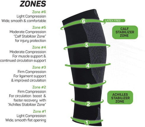 OS1st CS6 Compression Leg Sleeves (Two Sleeves) Relieve shin splints, Reduce Muscle Cramps, Improve Circulation