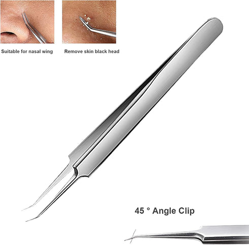 WSYUB Blackhead Tweezers, 3 in 1 Professional Stainless Skin Zit Acne Blemish Removing Tools Set