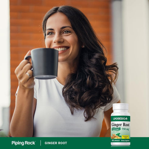 Lindberg Ginger Root Capsules | 750 mg | 100 Count | Non-GMO, Gluten Free Supplement