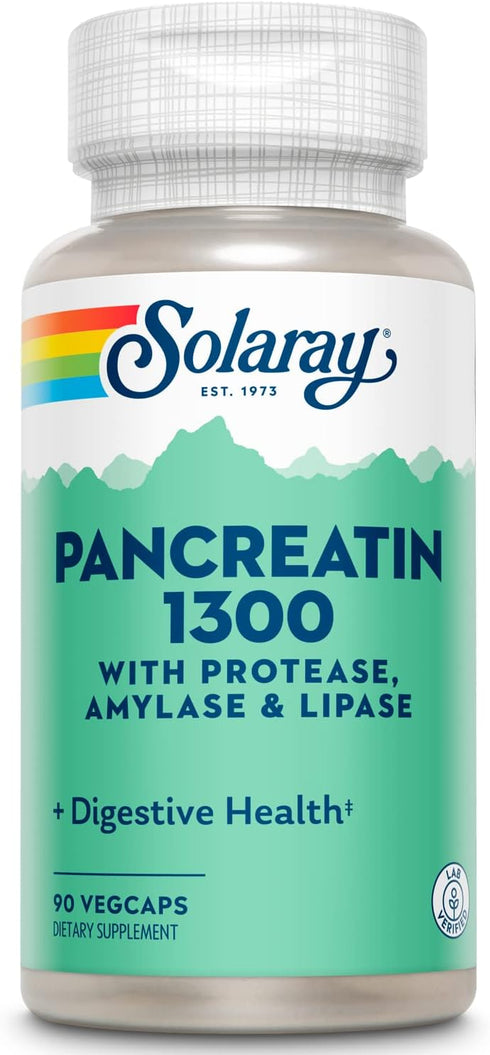 SOLARAY Pancreatin Supplement, 1300 mg, 90 Count