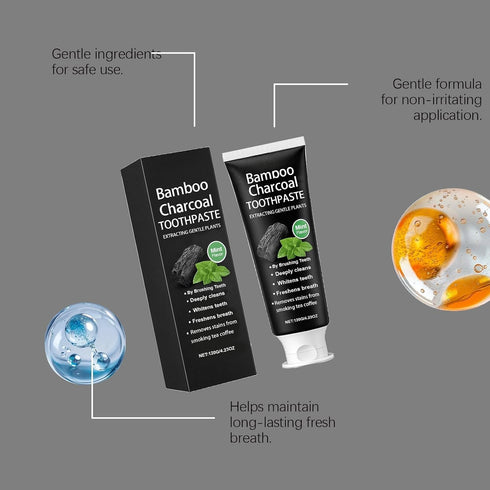 KSVNOTF 120g, Care.(1pcs) Bamboo Charcoal Stain-Removing Toothpaste, Whitens Teeth, Easy to Use, for Daily Oral