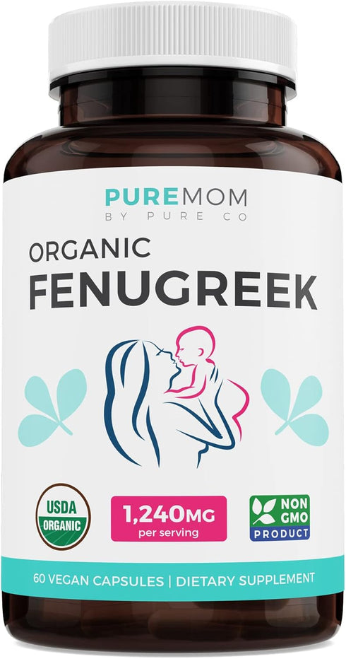 USDA Organic Fenugreek Capsules for Women, 60 Vegan Capsules, Effective Lactation Supplement for Increased Milk Supply