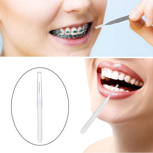 Patelai 50 Pieces Braces Brush for Cleaner Interdental Tooth Flossing Tool (Black, White, Gray)
