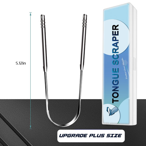 Kotomotoy 304 Upgraded Tongue Scraper, Premium Stainless Steel Tongue Scraper, Adults Tongue Cleaner, Fresh Breath