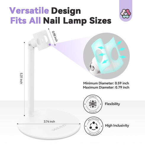 SAVILAND UV Nail Lamp Stand: Sturdy UV Light Stand for Gel Nails, 360° Adjustable Magnetic Rotation, Portable Handsfree