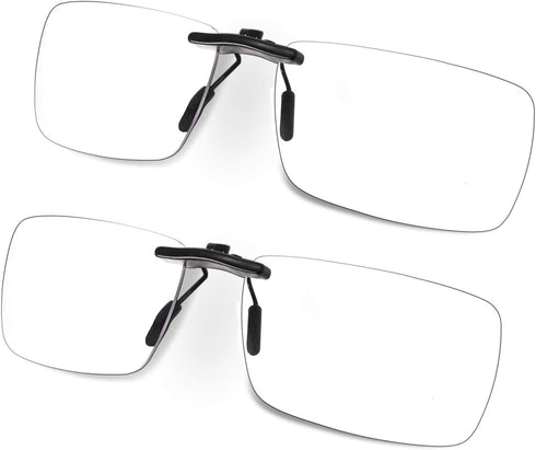 FONHCOO Clip-on Blue Light Blocking Glasses - Night Driving Sunglasses 2 Pack, Lens over Prescription Glasses for Women