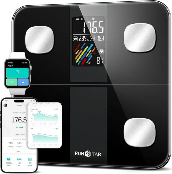 Runstar Smart Scale for Body Weight and Fat Percentage, High Accuracy Digital Bathroom Scale
