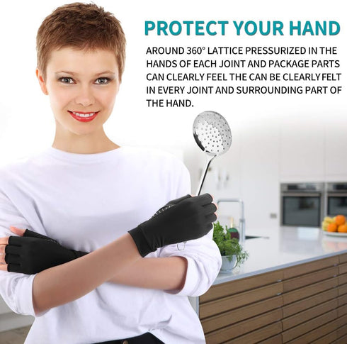 Copper Arthritis Gloves for Women Men, Fingerless Breathable & Moisture Wicking Compression Gloves for Joint Support