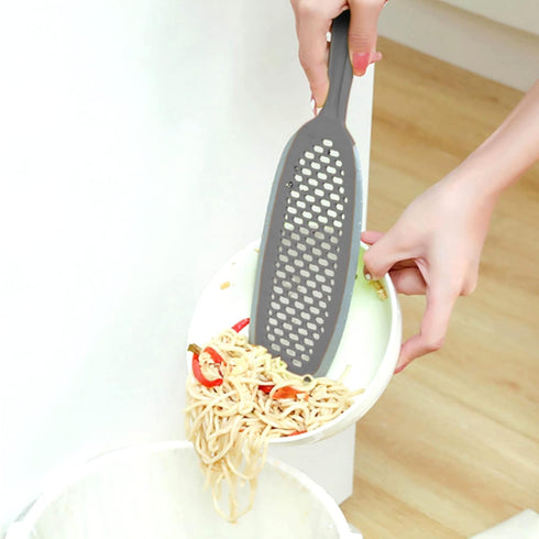 EZ Kitchen Dish Squeegee with Silicone Food Strainer, Non-Slip Scrapers for Pots, Pans, Bowls, Countertops (2-Pack,