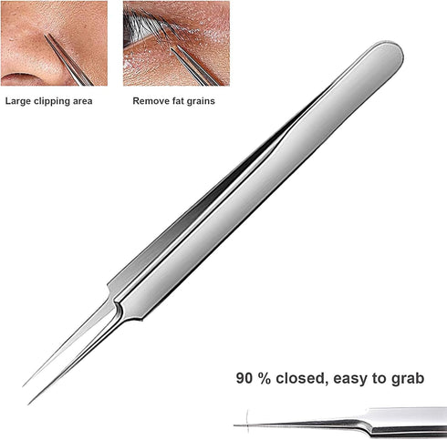 WSYUB Blackhead Tweezers, 3 in 1 Professional Stainless Skin Zit Acne Blemish Removing Tools Set