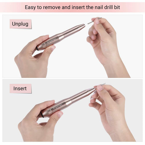 MelodySusie Portable Electric Nail Drill, PC120B Compact Efile Kit for Acrylic & Gel Nails, Gold