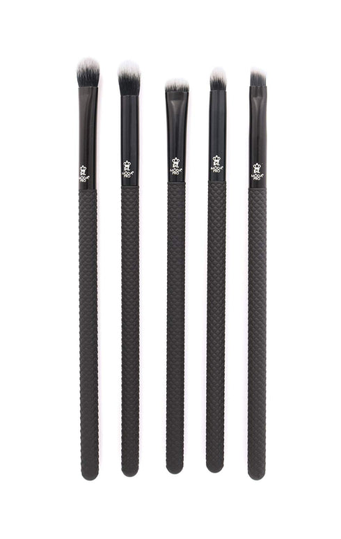 MODA Pro Deluxe Eye Makeup Brush Kit, 5pc Includes Shader, Crease, Detail, Smudger, Liner Brushes (Black)